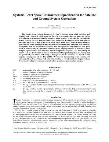 Systems-Level Space Environment Specification for Satellite and ...