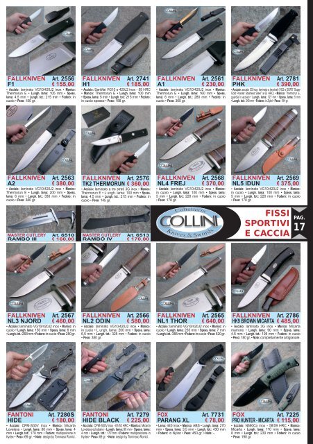 Catalogo coltelli 2010 - Spade elmi katana abiti