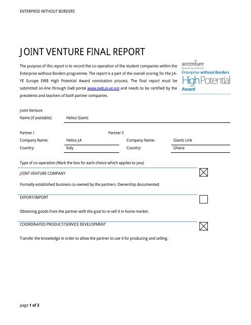 REPORT ON EWB Partnership - ja-ye europe