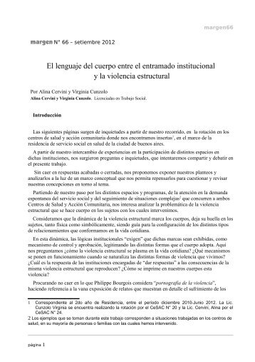 El lenguaje del cuerpo entre el entramado institucional y la violencia ...