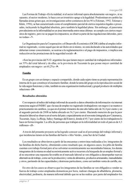 El trabajo informal y su incidencia en las familias del Barrio Alto Verde