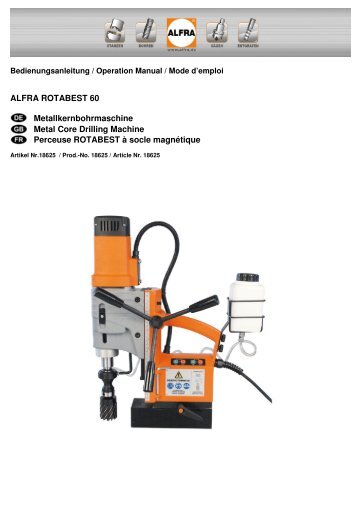 Bedienungsanleitung / Operation Manual / Mode D'emploi - Alfra