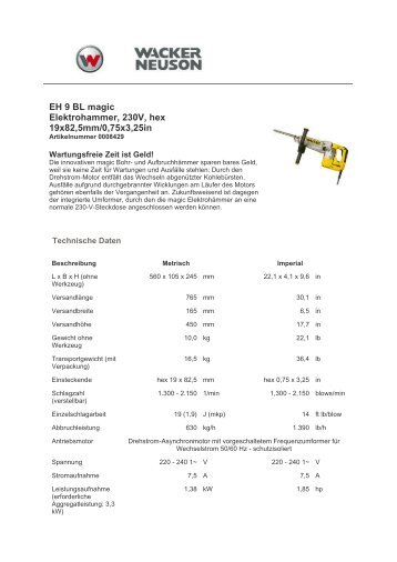 EH 9 BL magic Elektrohammer, 230V, hex 19x82,5mm/0,75x3,25in