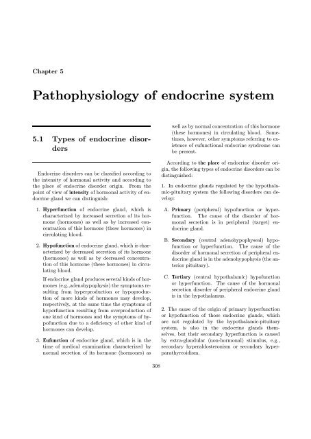 Pathophysiology of endocrine system