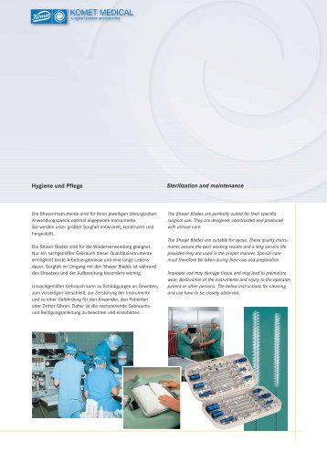 Hygiene und Pflege Sterilization and maintenance - Komet Medical