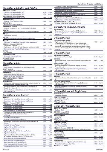 Katalog fÃ¼r Signalhorn - Spaeth-Schmid BlechblÃ¤sernoten