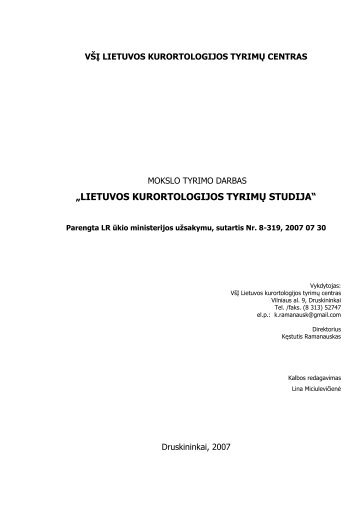 Lietuvos kurortologijos tyrimÅ³ studija - spa