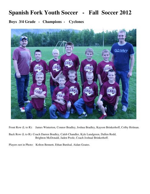 2013 Youth Soccer - Boy's Leagues Champions - Spanish Fork