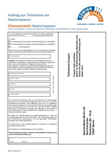 Kaufauftrag Gewinnsparen - Sparda-Bank Berlin eG