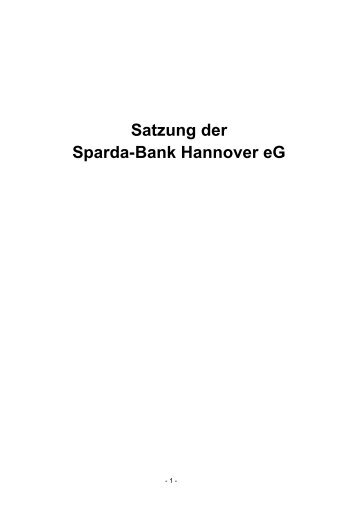 Satzung der Sparda-Bank Hannover eG