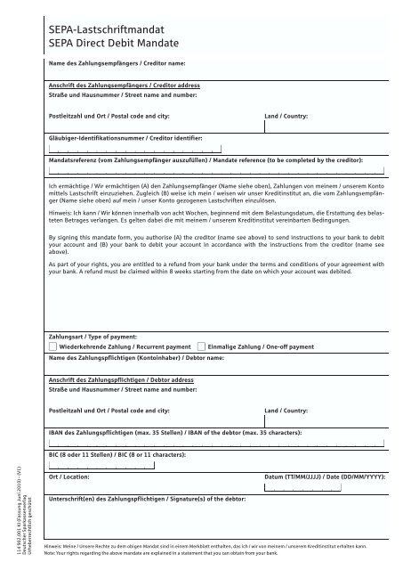 SEPA-Lastschriftmandat - Sparkasse Aachen