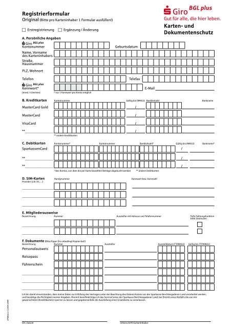 Registrierformular Karten- und Dokumentenschutz - Sparkasse ...