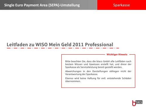 Leitfaden zu WISO Mein Geld 2011 Professional - Wartburg ...