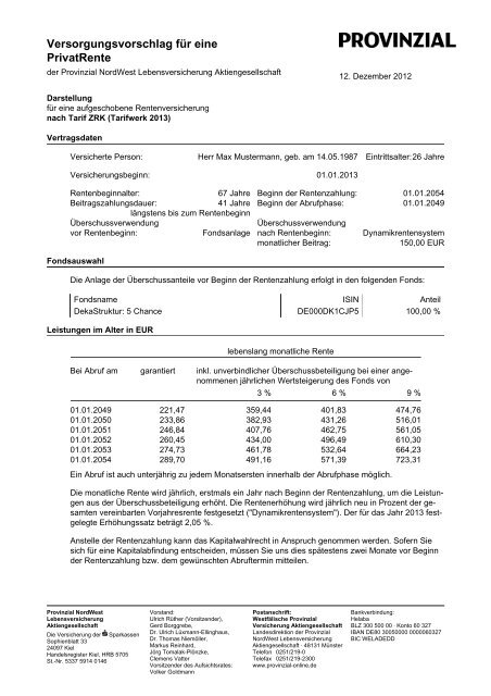 PrivatRente nach Tarif ZRK - Sparkasse Dortmund