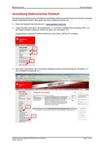 Anmeldung Elektronisches Postfach - Sparkasse Fürth