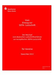Vom Einzug zur SEPA-Lastschrift für Vereine - Sparkasse Gera-Greiz