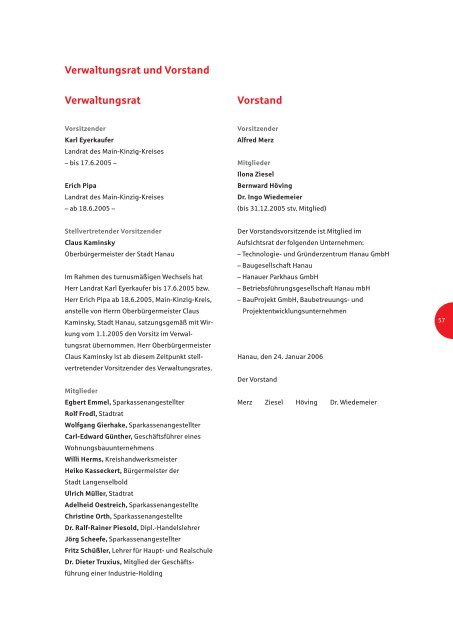 Geschäftsbericht 2005 - Sparkasse Hanau