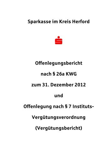 Sparkasse im Kreis Herford Offenlegungsbericht nach § 26a KWG ...