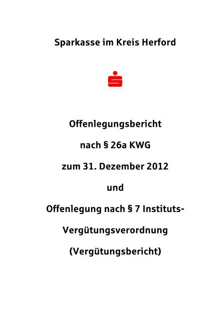 Sparkasse im Kreis Herford Offenlegungsbericht nach § 26a KWG ...