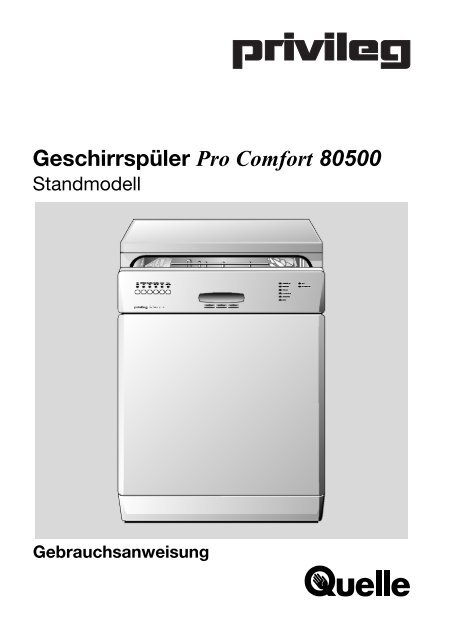 Gebrauchsanweisung Geschirrspüler Pro Comfort 80500