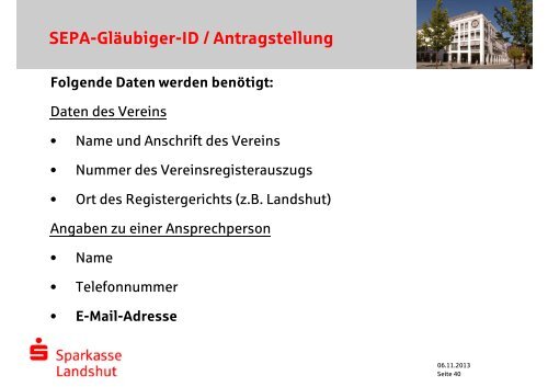 SEPA-Präsen-tation für Vereins-kunden (PDF) - Sparkasse Landshut