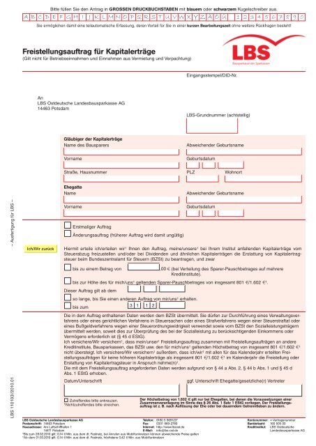 Freistellungsauftrag für Kapitalerträge