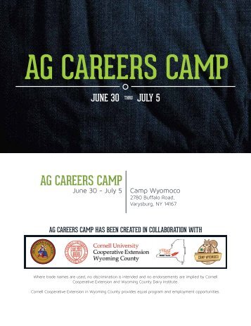 ag careers camp brochure - Cornell Blogs Service