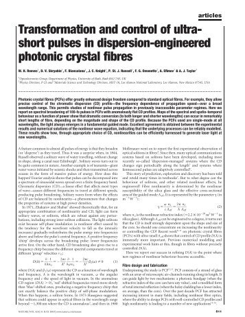Transformation and control of ultra- short pulses in dispersion ...