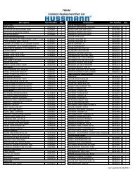 F68LM Common Replacement Part List - Hussmann