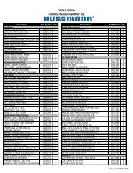 DD5X-12USPM Common Replacement Part List - Hussmann