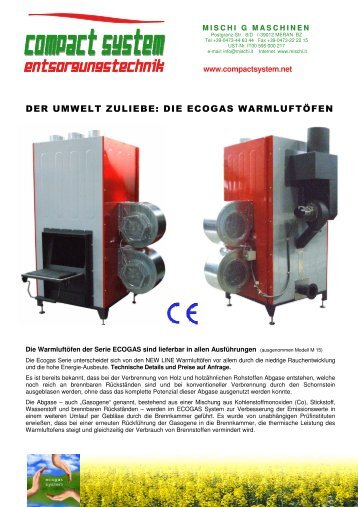 der umwelt zuliebe: die ecogas warmluftÃ¶fen - Mischi G. Maschinen