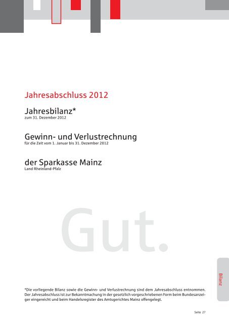 Jahresabschluss 2012 - Sparkasse Mainz