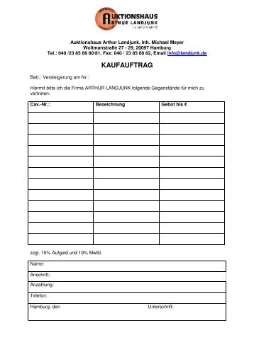 Kaufauftrag als PDF zum Download - Auktionshaus Landjunk