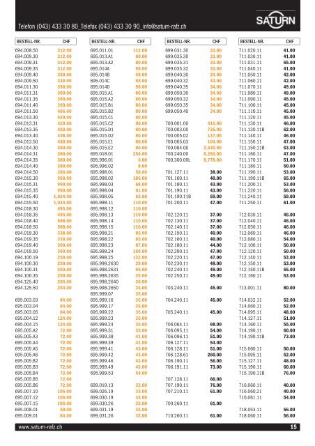 CMT Preisliste - Verkauf - CHF - 2012 - Saturn-rafz.ch