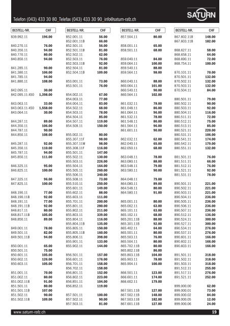 CMT Preisliste - Verkauf - CHF - 2012 - Saturn-rafz.ch