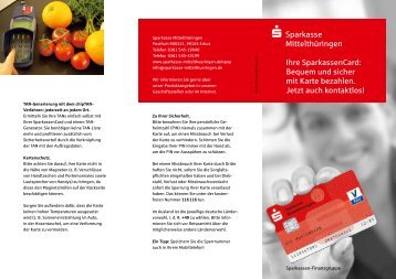 Ihre SparkassenCard - Sparkasse MittelthÃ¼ringen