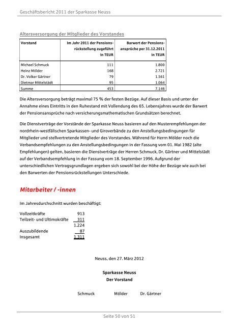 Geschäftsbericht 2011 - Sparkasse Neuss