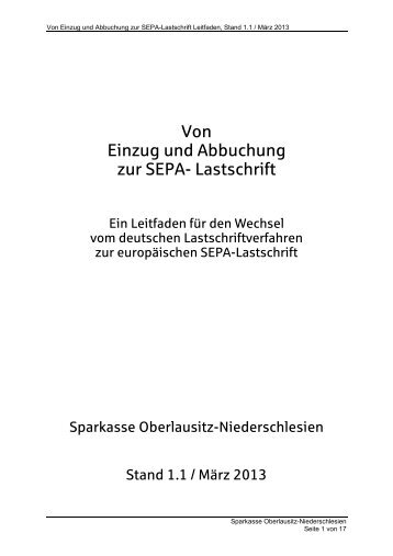 Von Einzug und Abbuchung zur SEPA- Lastschrift - Sparkasse ...