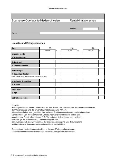 RentabilitÃ¤tsvorschau 15 KB - Sparkasse Oberlausitz-Niederschlesien