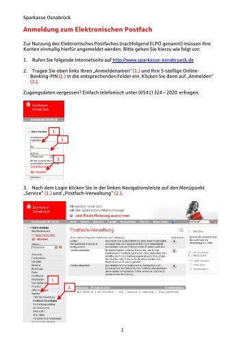Anmeldung zum Elektronischen Postfach - Sparkasse Osnabrück