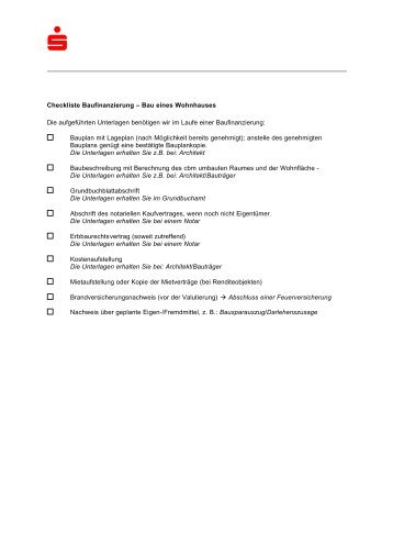 Checkliste Baufinanzierung - Die Internetfiliale der Sparkasse Rottal ...