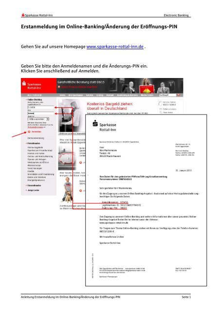 Erstanmeldung im Online-Banking/Ãnderung der ErÃ¶ffnungs-PIN
