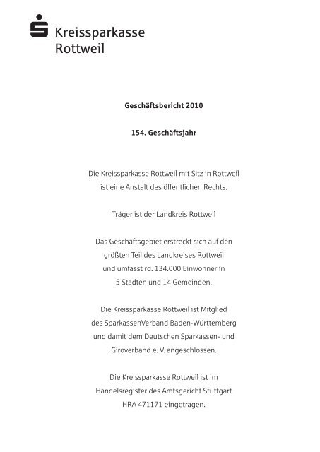 Innenseiten GeschÃ¤ftsbericht 2010.indd - Kreissparkasse Rottweil