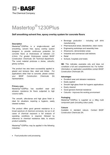 Mastertop 1230 Plus Datasheet - AutoSpec