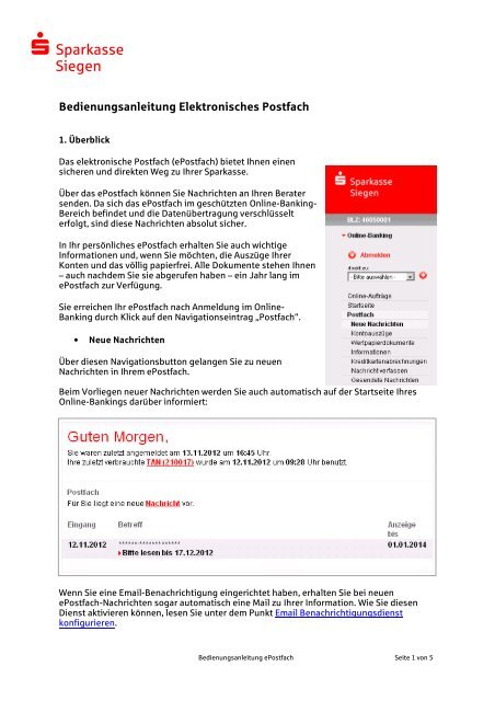 Bedienungsanleitung - Sparkasse Siegen