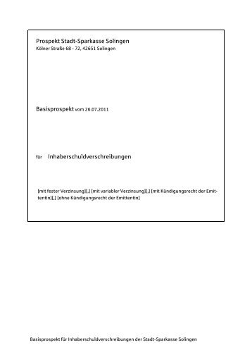Basisprospekt 2011 - Stadt-Sparkasse Solingen