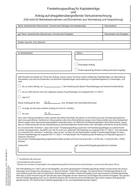Freistellungsauftrag für Kapitalerträge und Antrag - Sparkasse Trier