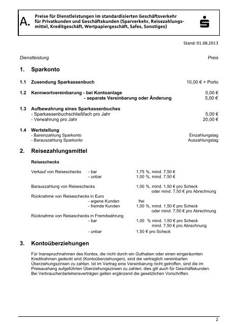 Preis- und Leistungsverzeichnis - Sparkasse Trier