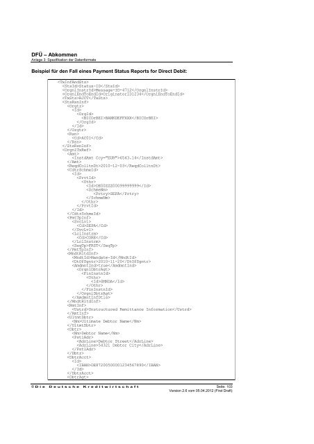Schnittstellenspezifikation DFÜ-Abkommen - Sparkasse Trier