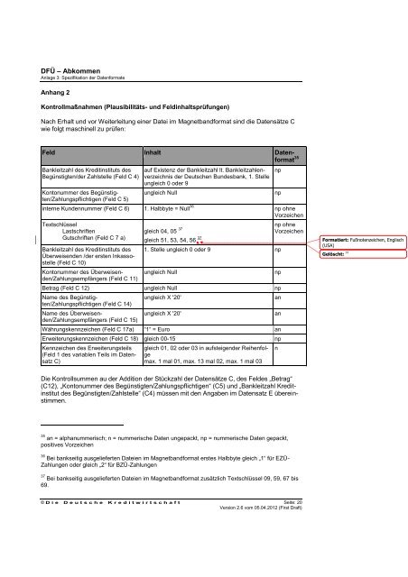 Schnittstellenspezifikation DFÜ-Abkommen - Sparkasse Trier